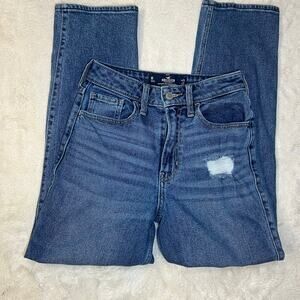 Hollister Ultra High Rise Distressed Denim Vintage Straight Leg Jeans Size1R